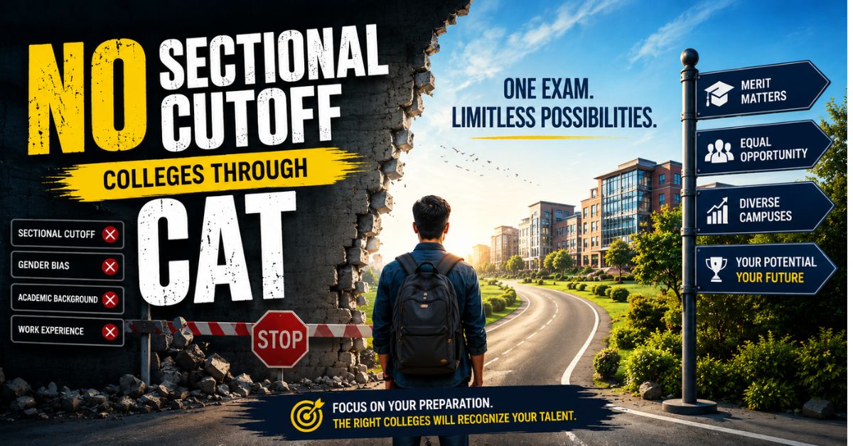 You are currently viewing No Sectional Cutoff Colleges Through CAT:Your Complete Guide for 2026