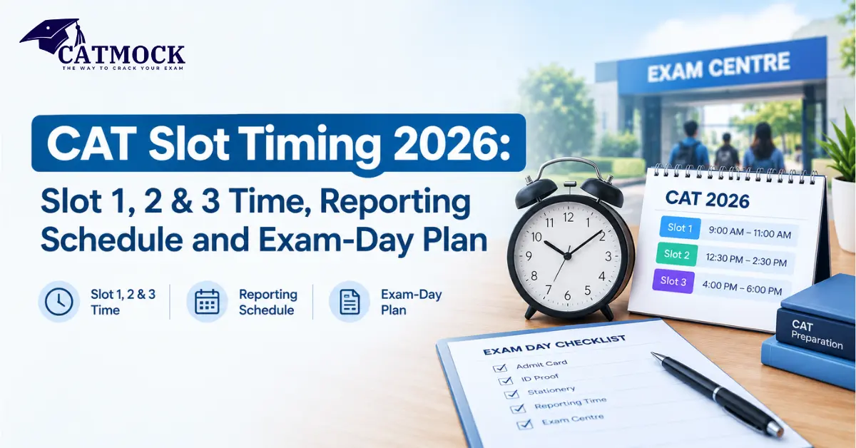 You are currently viewing CAT Slot Timing 2026: Slot 1, 2 & 3 Time, Reporting Schedule and Exam-Day Plan