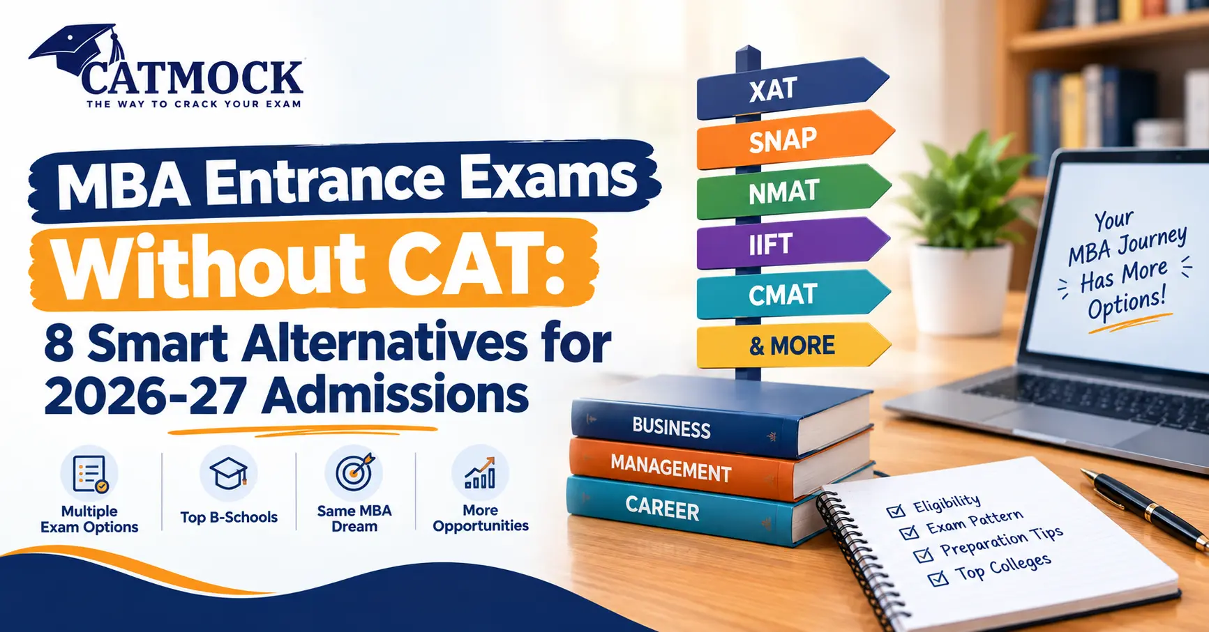 You are currently viewing MBA Entrance Exams Without CAT: 8 Smart Alternatives for 2026-27 Admissions
